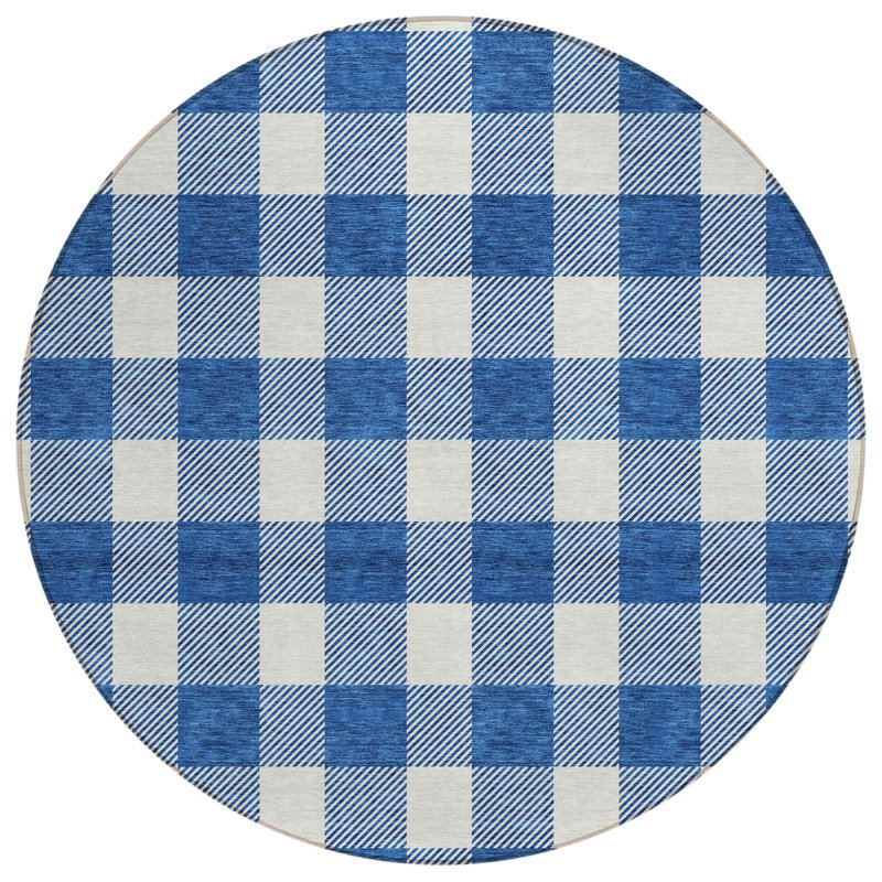 Colzie Checkered Indoor / Outdoor Rug, Round 8'