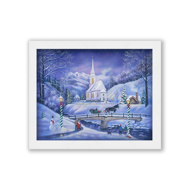 «Mountain Valley Christmas» par Robert Andrea, Pas de tapis, Toile encadrée noire simple, H 10 po x l 12 po x P 1 po