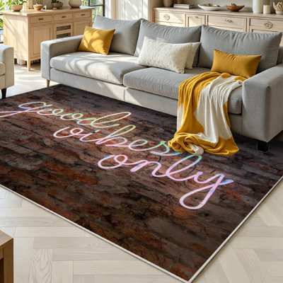 Tapis transparent transparent lavable à la machine, néon avec de bonnes vibrations seulement