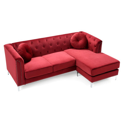 Pompano 83in Sofa Chaise, Burgundy
