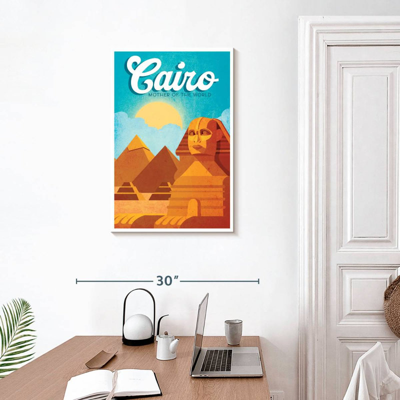 Affiche rétro du Caire, H 30 po x l 20 po