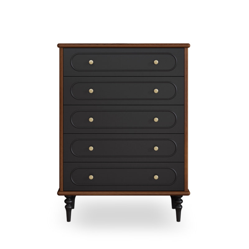 Black&Walnut Solid Wood Accent Cabinet