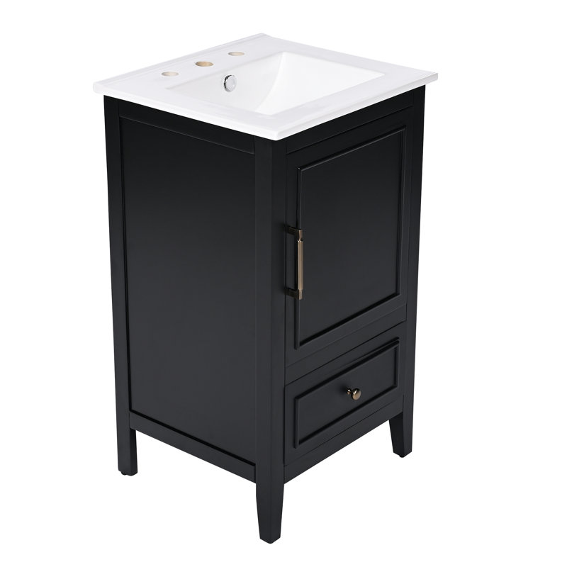 Meuble-lavabo noir 20 po avec lavabo