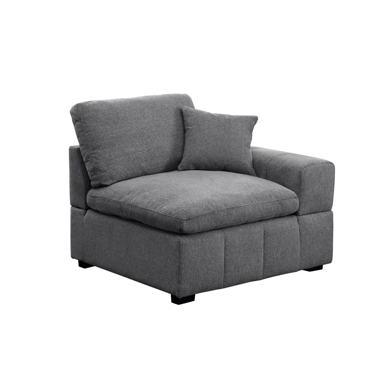 Upholstered Chenille Right-Armrest (Front-Facing) Chair Module, Dark Gray