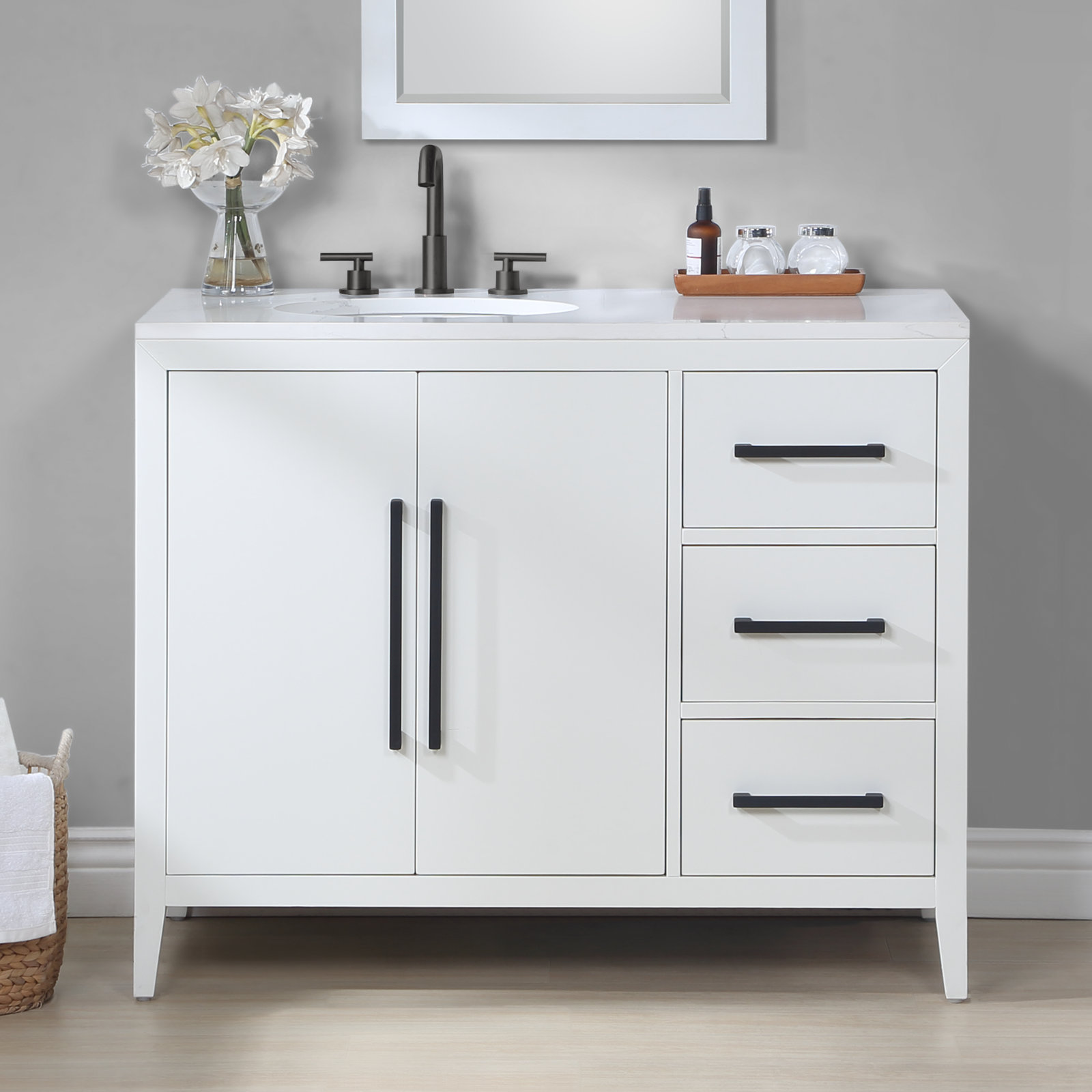 Adrienne 42'' Single Bathroom Vanity, White