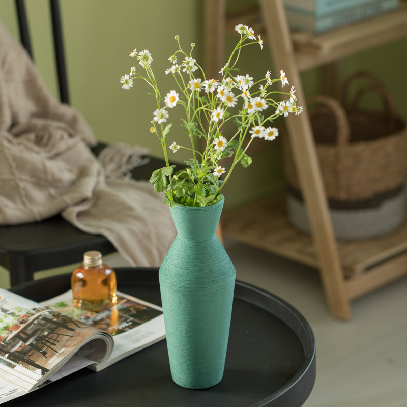 Ceramic Table Vase, Green, 10'' H x 3.5'' W x 3.5'' D