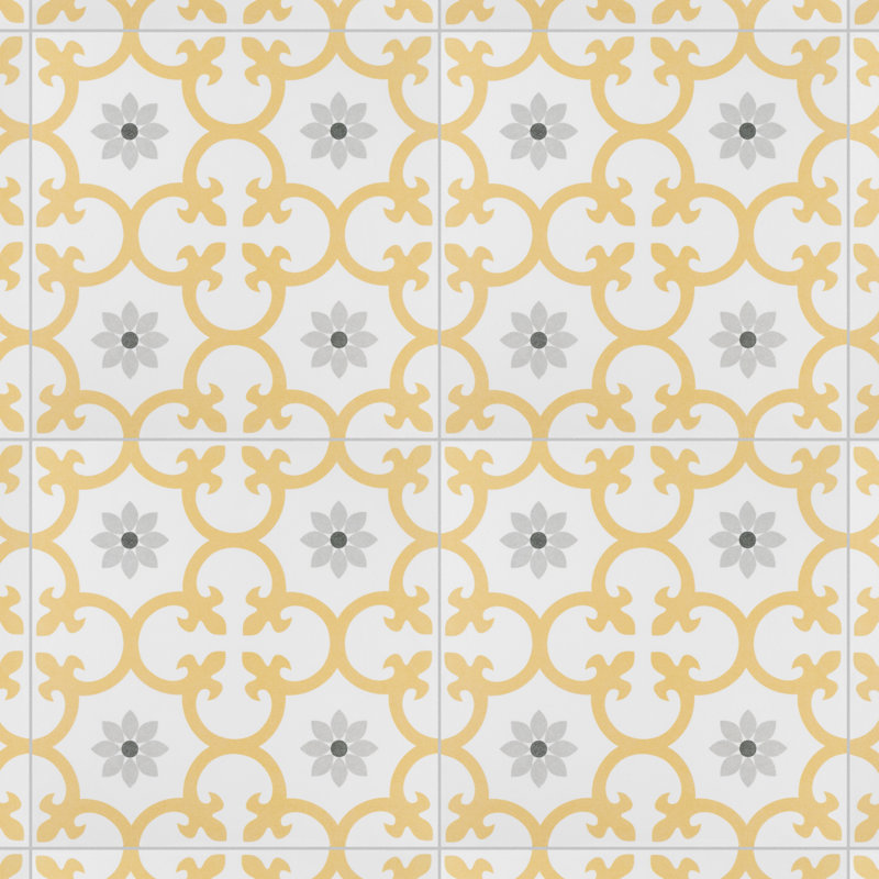 Daria 10" x 10" Porcelain Patterned Wall & Floor Tile, Dandelion