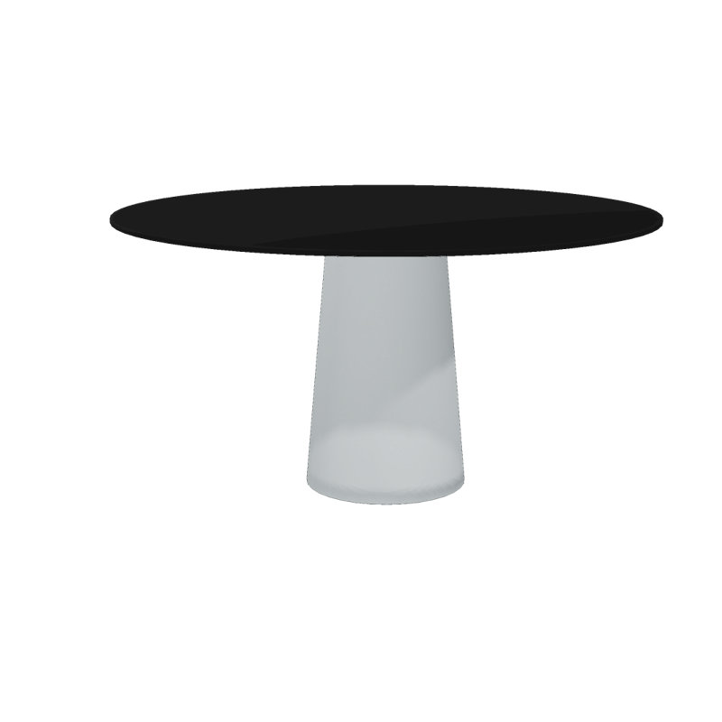 Container Round Dining Table, 55.1" Diameter, Black HPL Top with White Base