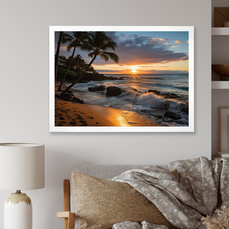 «Aloha Tropical Dreamscape I - Maui», art mural, H 24 po x l 32 po x P 1 po, Cadre photo blanc