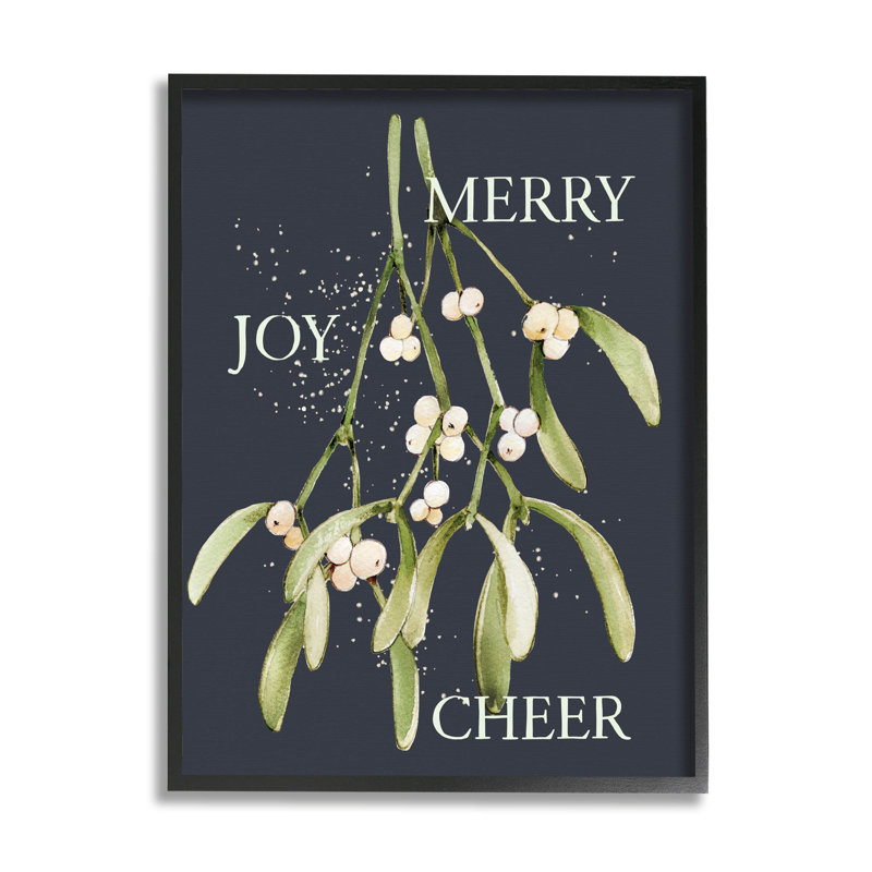 Merry Joy Cheer Holly at-161, Giclée encadrée noir minuit, H 14 po x l 11 po x P 1,5 po
