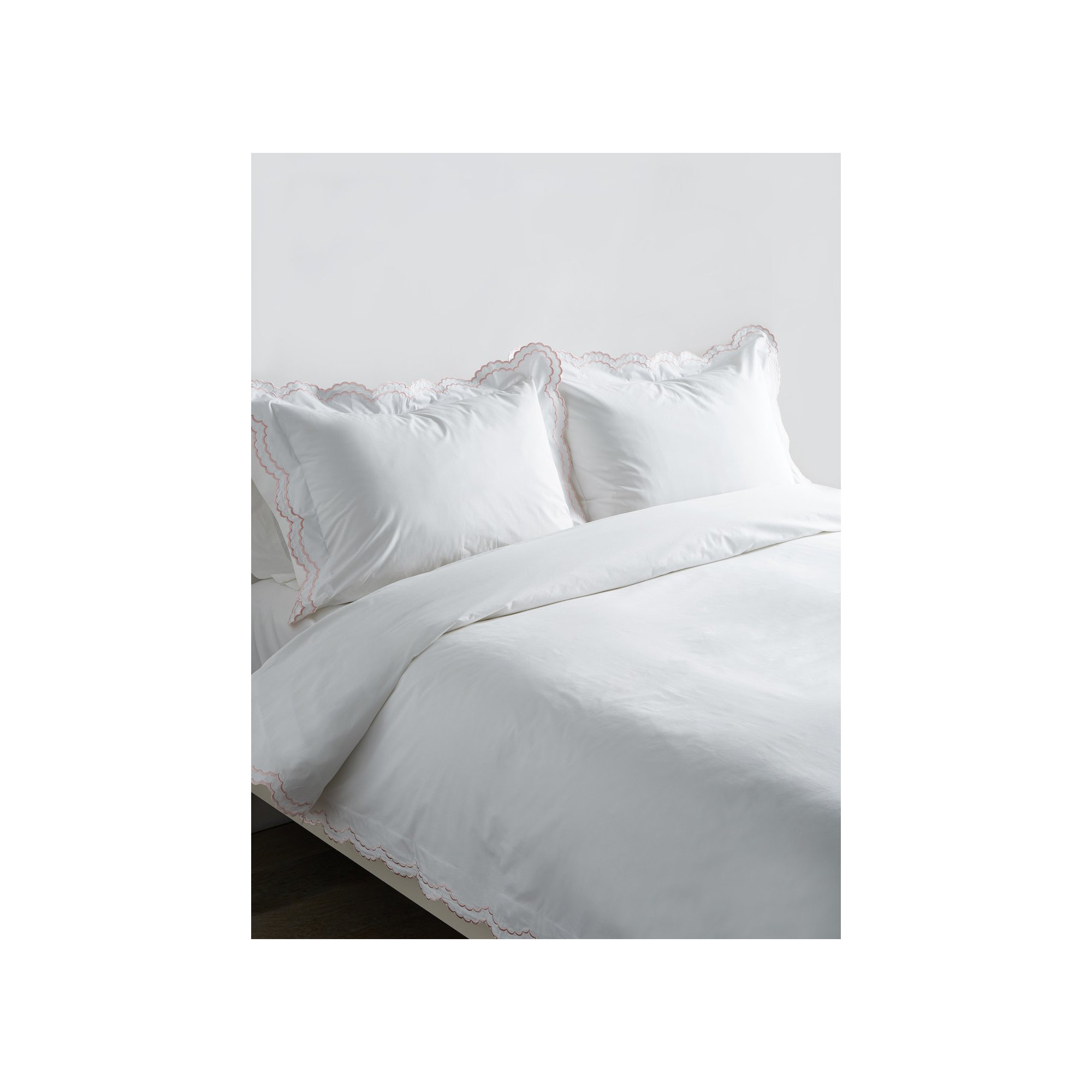 Bara Cotton Duvet Cover Set, Rose/White, Queen Duvet Cover + 2 Standard Shams
