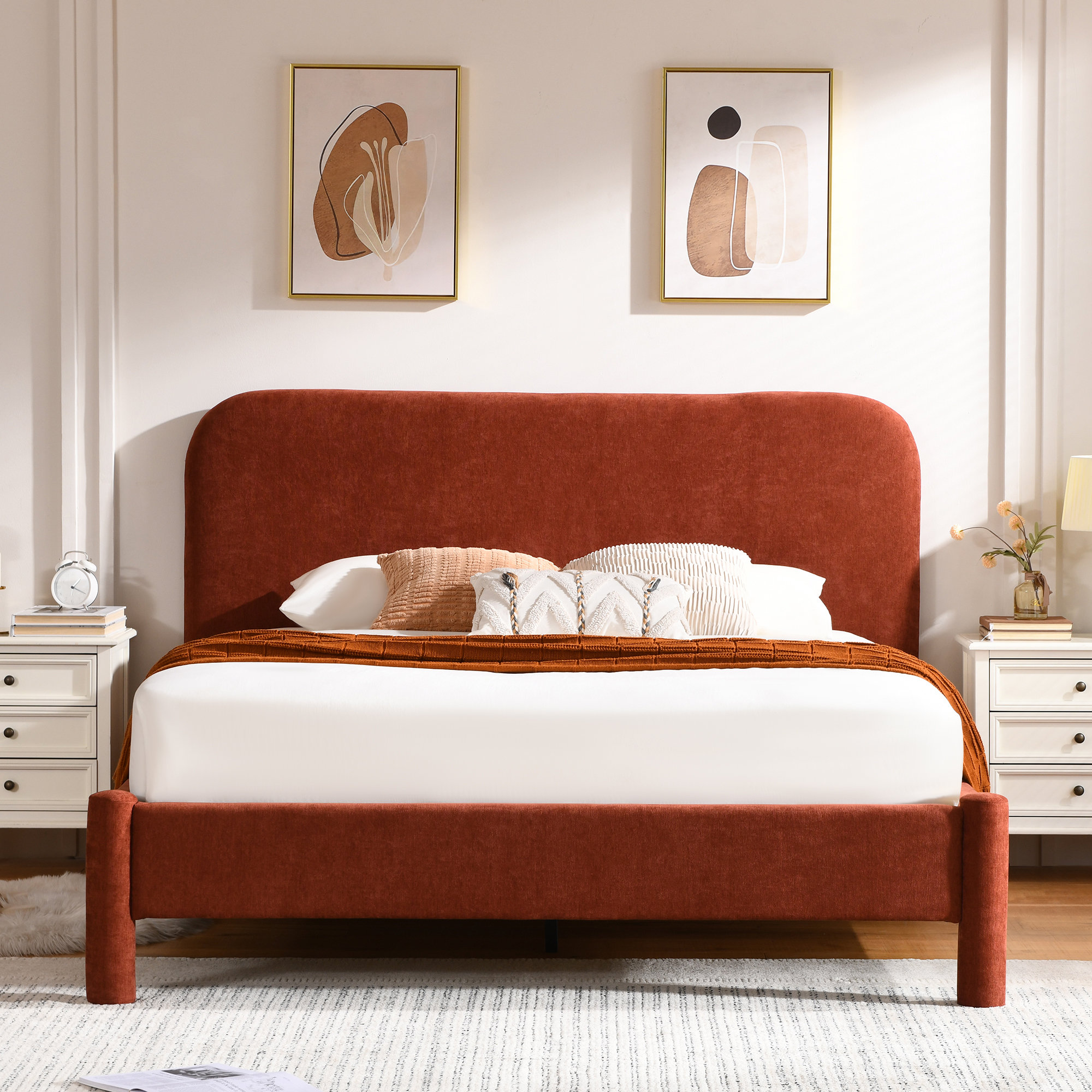 Mercer41 Willma Curved Headboard Upholstered Platform Bed With Soft Rounded Corners & Reviews | Wayfair