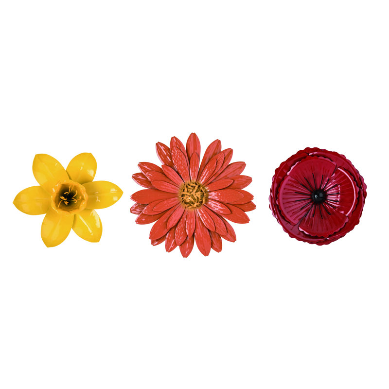  Ensemble de 3 décorations murales de jardin en métal de couleur vive assorties