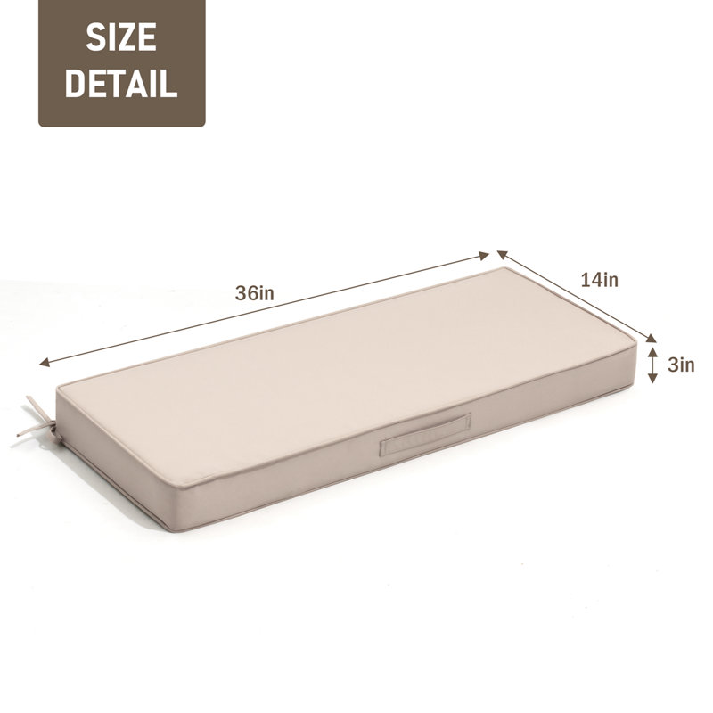 Coussin de banc d'extérieur, Beige, L 36 po x P 14,17 po