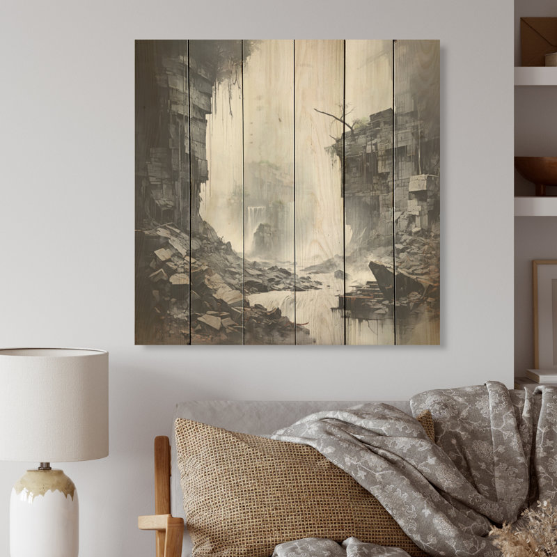Hazlehurst - Cascade de bois, art mural sur bois de pin naturel, H 15 po x l 15 po