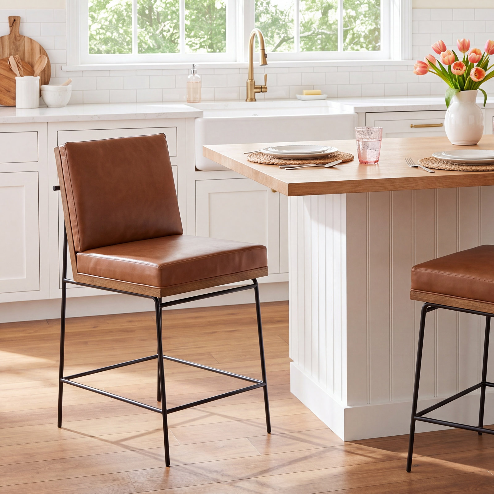 Julep Bar and Counter Stool, Savile Flax, Counter Stool (26" Seat Height)