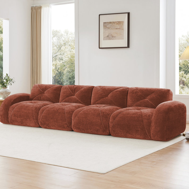 Velours doux de 140 po à 4 places sans siège avec éponge haute densité 32d, coussins, conception ergonomique, housse sans assemblage