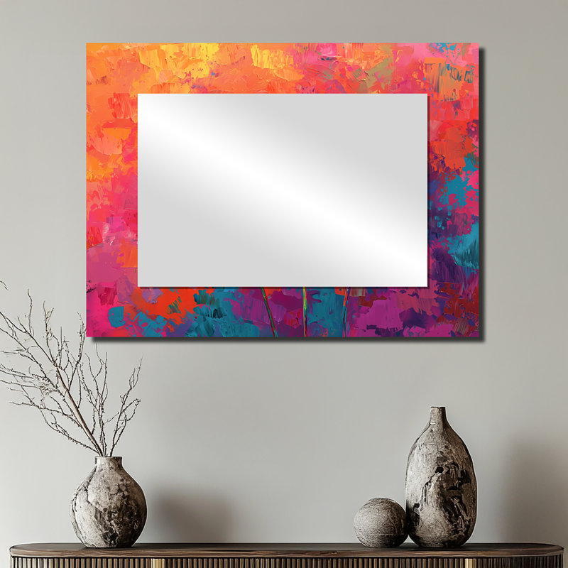 Neon Dandelion Burst In Bright Neon Pop Art II - Art mural miroir floral - imprimé sur métal, 24 po x 32 po