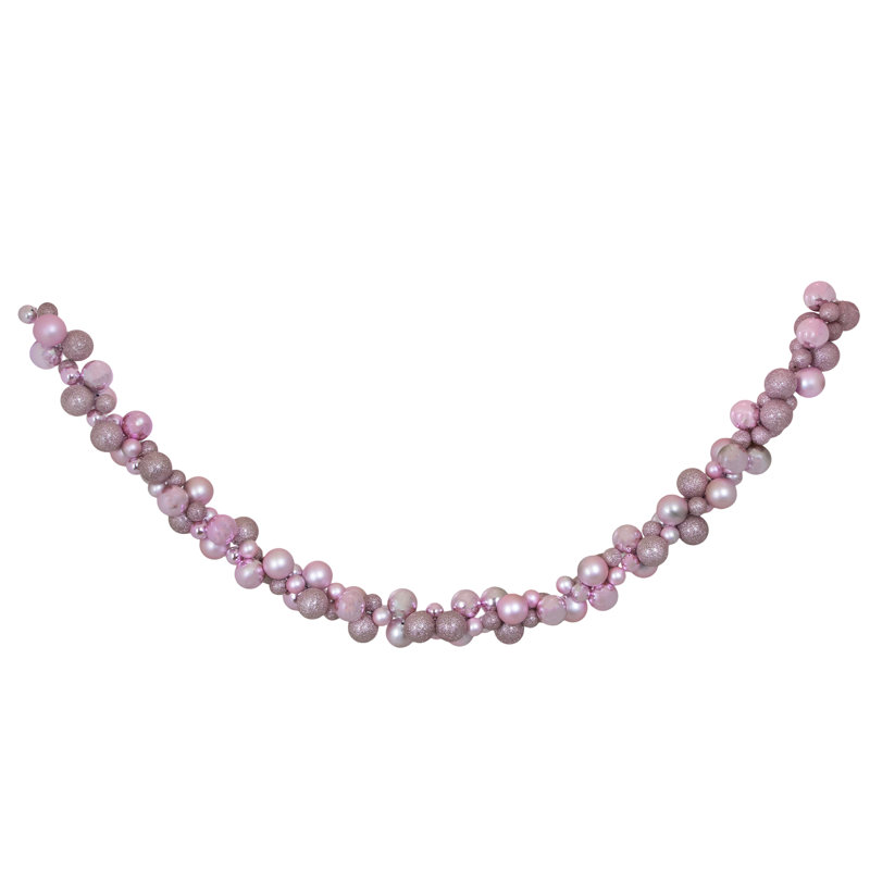 Guirlande de Noël 6 pi à 3 boules incassables, Rose