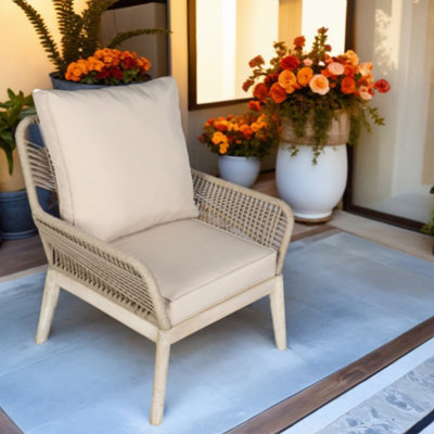 Beryna Acacia Wood Patio Armchair With Cushions