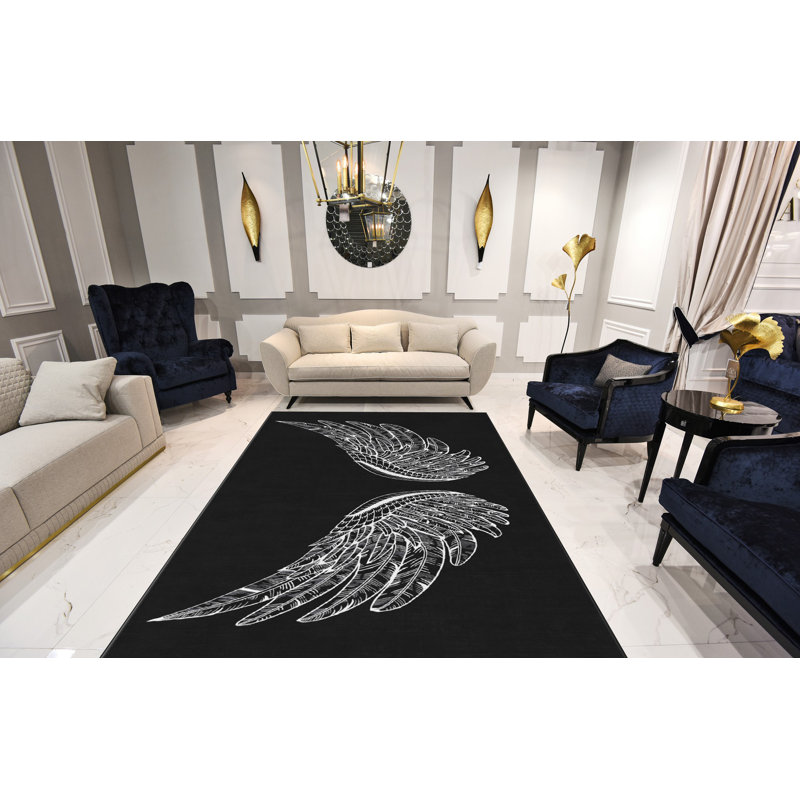 Luxurious Woven Carpet, 4.6 x 7.2 Feet | 100% Polyester, Non-Slip Felt Dot Underside, 0.4 in Pile Height | Machine Washable, Durable Raschel Knitting, Digital Printing | Perfect for Living Room & Bedroom Décor