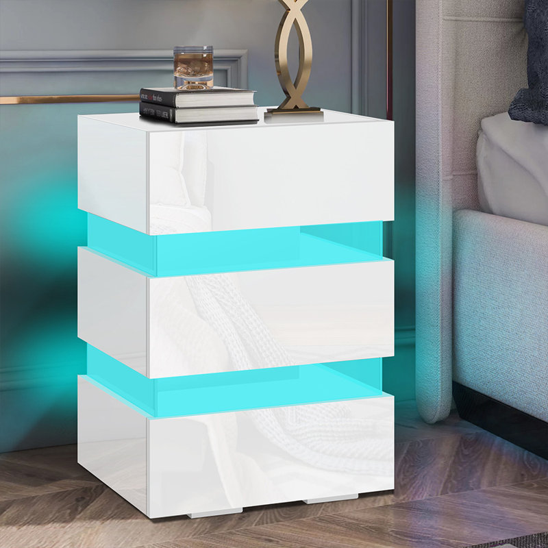 Antonine 35.5cm W Manufactured Wood Bedside Table, White