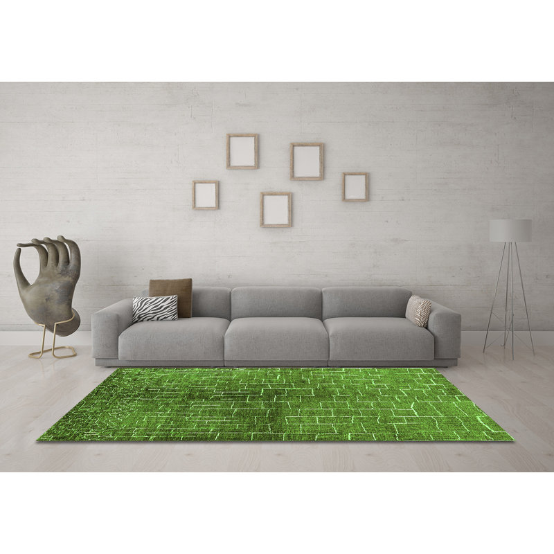 Washable Geometric Indoor Rug, Square 3'