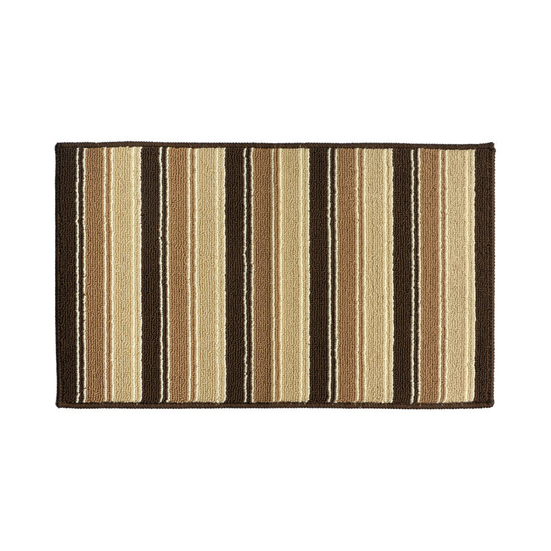 Tapis brun à rayures, Rectangle 1 pi 6 po x 2 pi 6 po