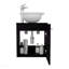 Meuble-lavabo flottant à une porte, avec lavabo vasque et une tablette, rangement de salle de bain, noir-1048219184