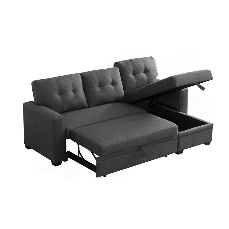 Canapé modulaire rembourré avec méridienne, Gris foncé