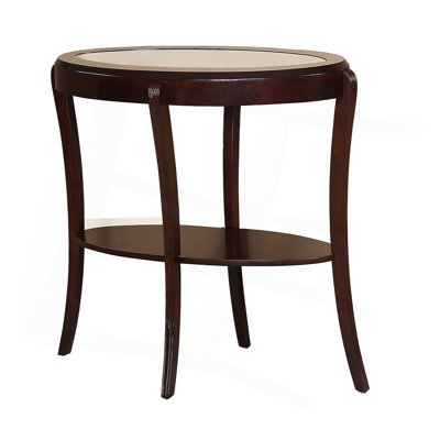 Console Table Espresso / Dark Cherry Traditional 1Pc Sofa Table W 5Mm Tempered Glass Under-Table Shelf Storage Living Room