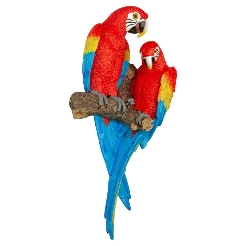 Scarlet Macaws Tropical Wall Sculpture
