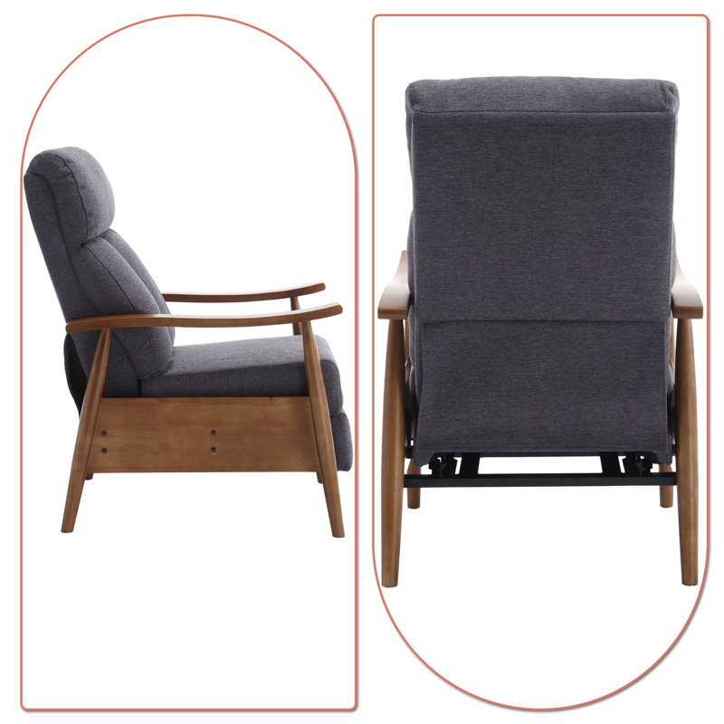 Modern Minimalist Upholstered Leisure Recliner with Adjustable Backrest and Footrest, Dark Gray