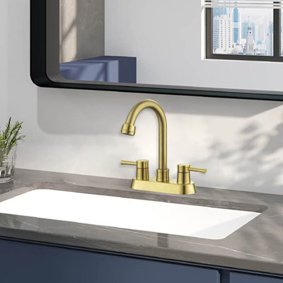 Centerset 2-handle Bathroom Faucet with Drain Assembly
