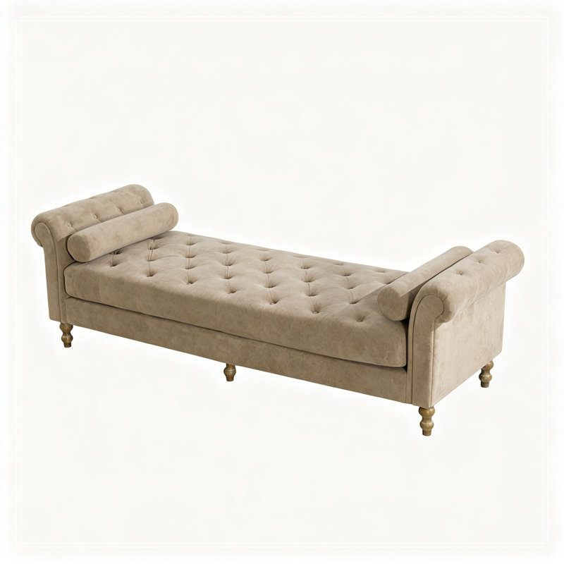 Shryock Chenille Upholstered Bench, Taupe