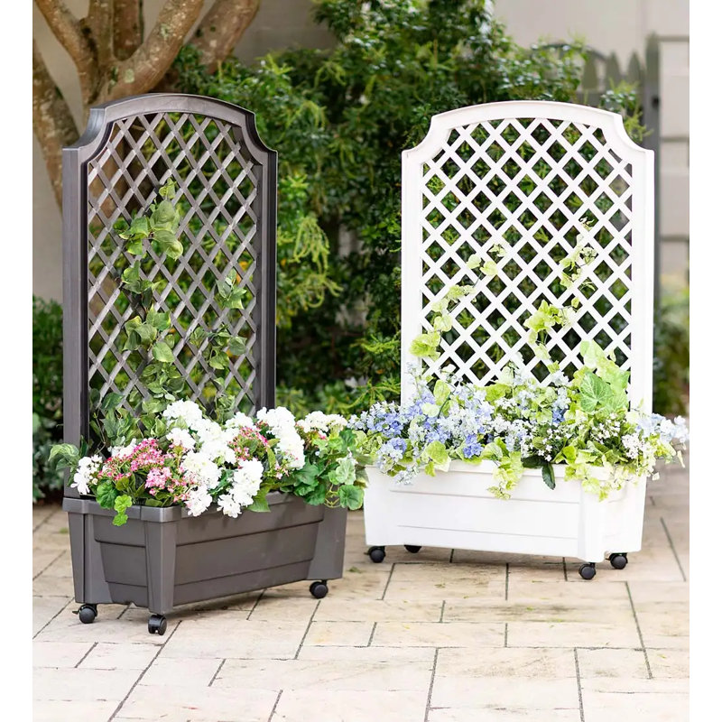 Boîte à fleurs tout-en-un avec treillis, Anthracite