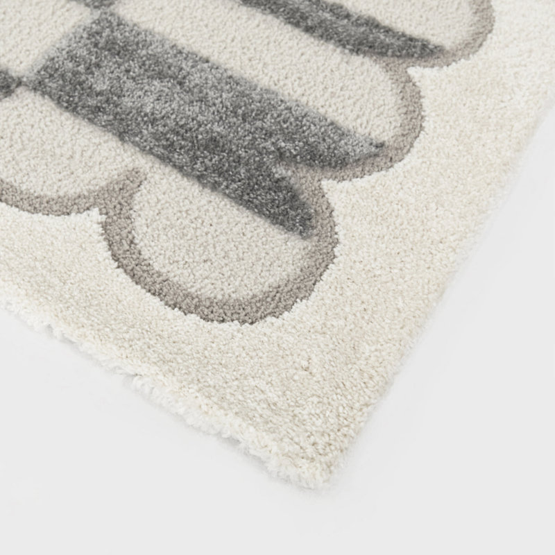 Tapis crème à carreaux moderne Sylvester, Rectangle 7 pi 10 po x 10 pi