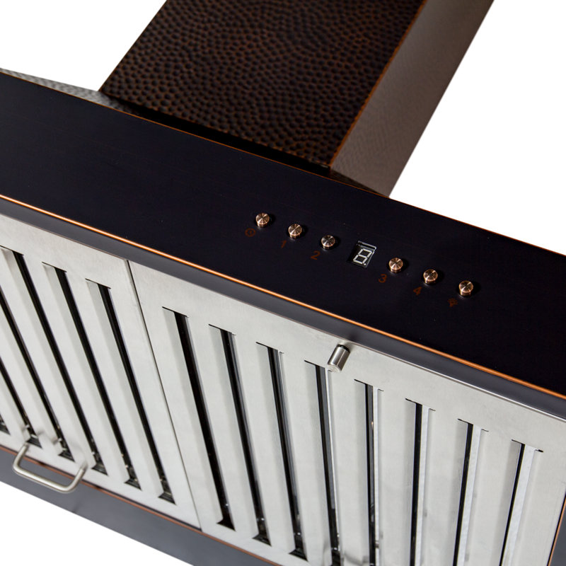 36" 400 CFM Convertible Wall Mount Range Hood, Hand-Hammered Copper/Oil-Rubbed Bronze