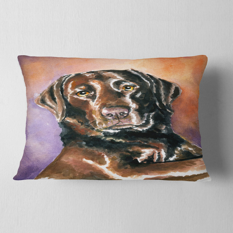 Aquarelle d'un chien brun - coussin imprimé animal