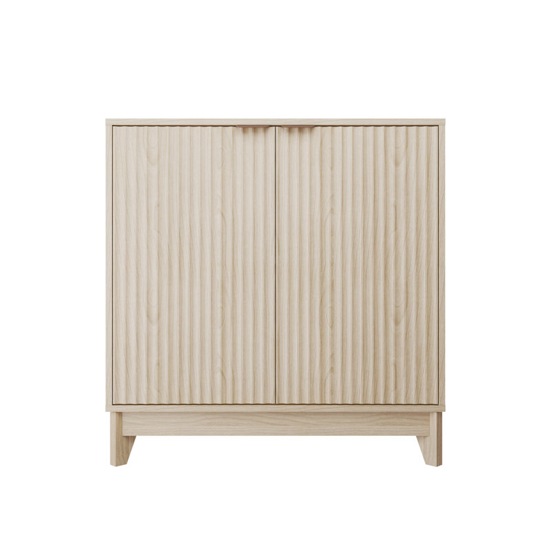 2-Door Accent Cabinet with Fluted Fronts and Adjustable Shelf