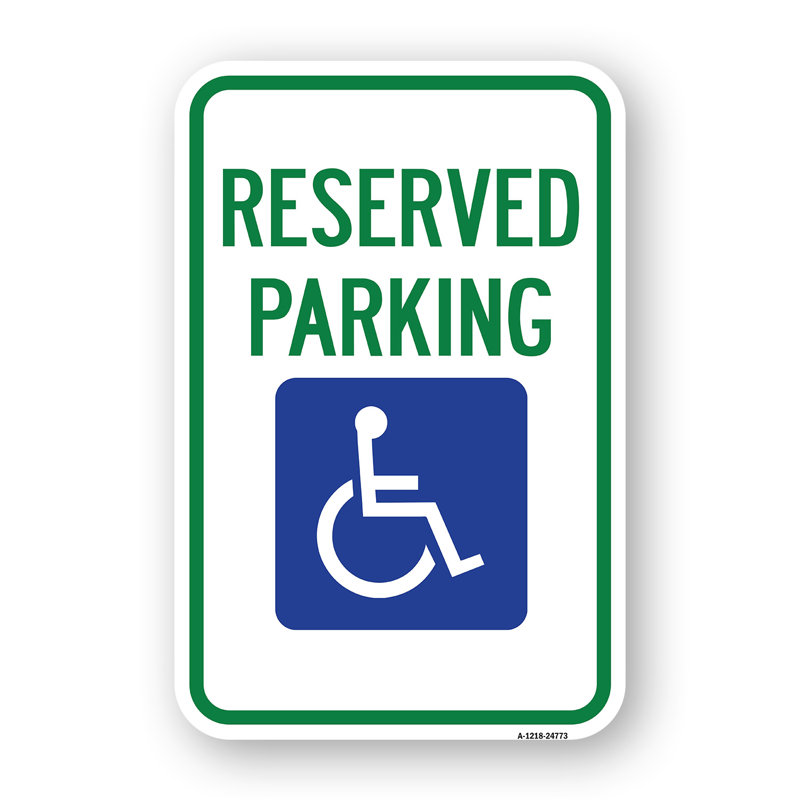 Enseigne de stationnement réservé avec symbole de sécurité en aluminium 18 po x 24 po