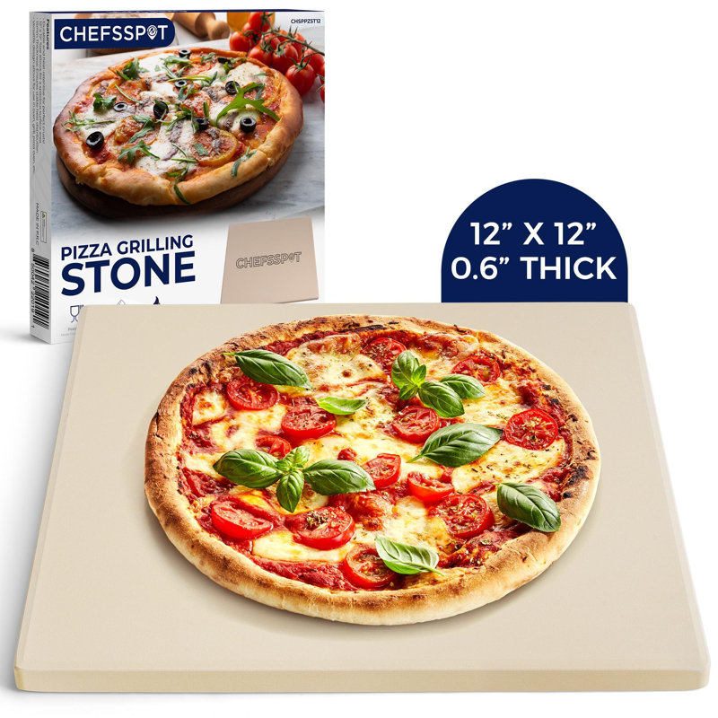 CHEFSPOT 12" Square Cordierite Pizza Stone for Grill and Oven