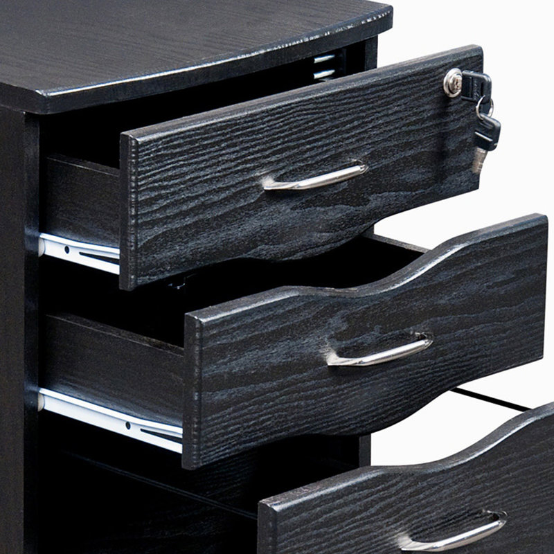 Espresso 3-Drawer Lockable Mobile Filing Cabinet