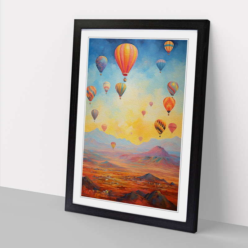 Hot Air Balloon Impressionism - Framed Print, Black Framed, 46cm H x 34cm W x 2cm D