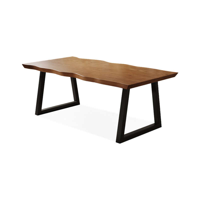 Tan Rectangular Solid Wood+Iron desk, 29.53" H x 70.87" W x 31.5" D