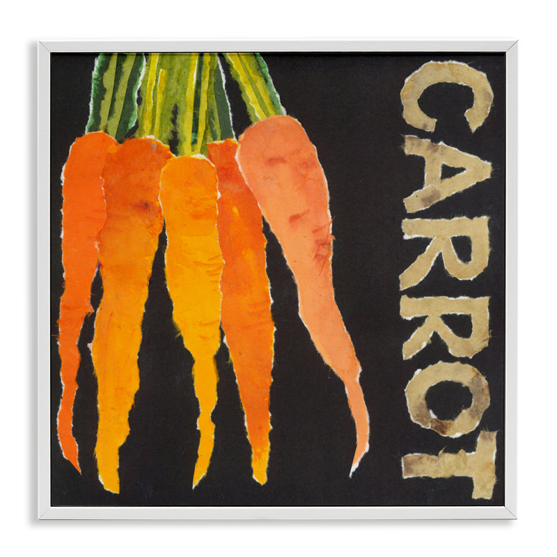 Giclée encadrée de carotte, légume-racine, conception de Nancy Overton, Estampe numérique encadrée blanc bord de mer