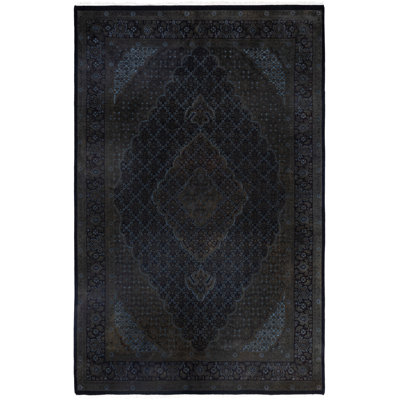 Rachal One-of-a-Kind Hand-Knotted Area Rug - Black, 6' 0" x 9' 3"