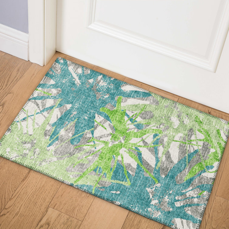 Tasarla Chenille Washable Abstract Indoor / Outdoor Rug