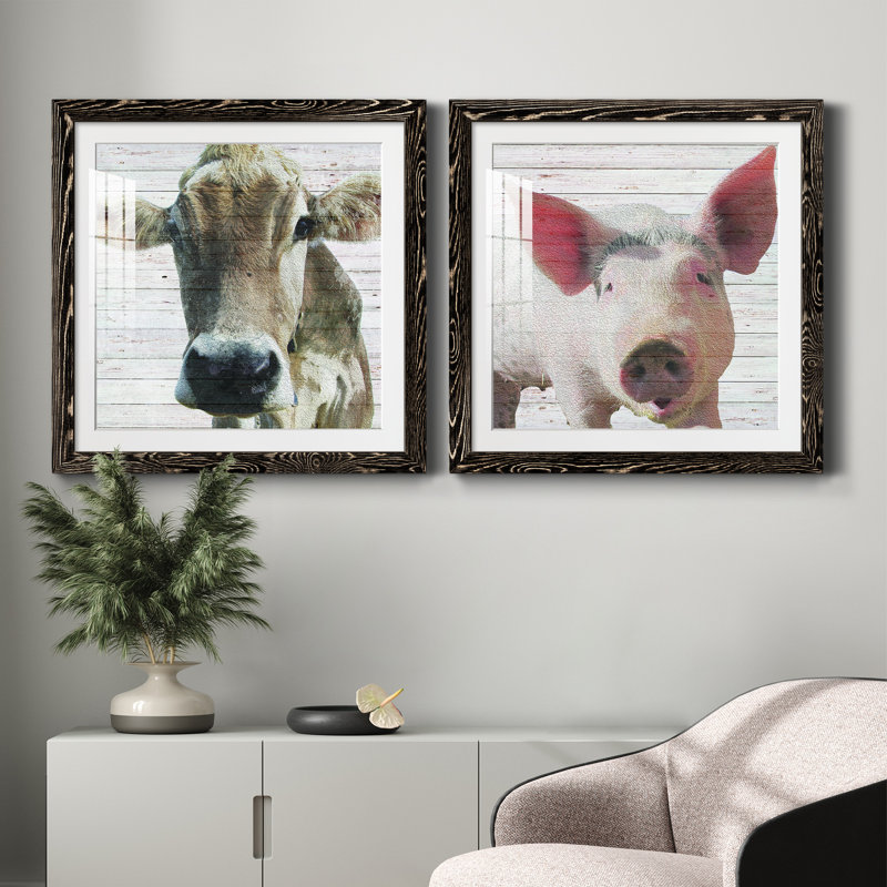 Maude - Ensemble de 2 peintures encadrées, H 27,5 po x l 55 po x P 1,5 po, Cadre noir