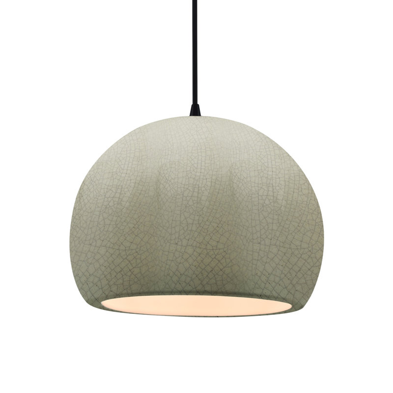 Luminaire suspendu à 1 lumière Aschwin, H 9,25 po x l 12,25 po x P 12,25 po, Craquelure vert céladon, Noir mat